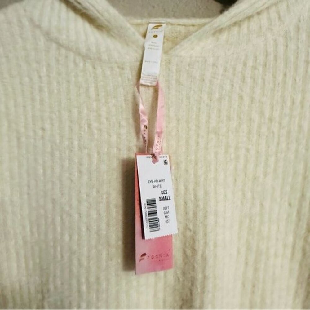 Fornia los angeles crop ivory hoodie sweatshirt size small - Picture 4 of 13